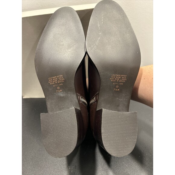 Bandolino Ankle Boots Booties Brown Leather Heel Zip 7.5 With Box - Picture 10 of 12